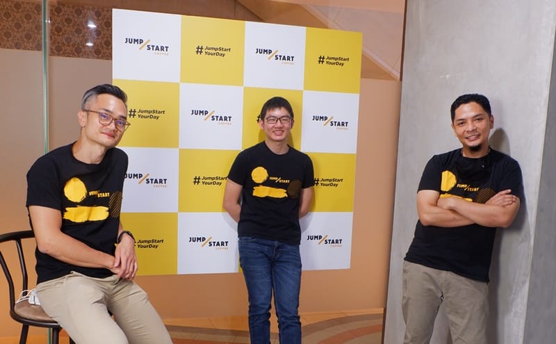 JumpStart founders Roni Ang, Brian Imawan and Fadil Cen in matching black shirts