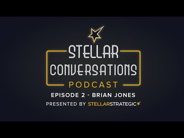 Stellar Conversations episode two artwork, identifying Brian Jones as the guest