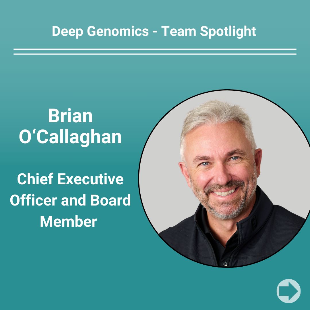 Deep Genomics team spotlight graphic featuring Brian O’Callaghan