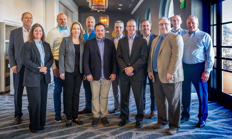 Bearing-industry executives at the 2024 ABMA and AGMA meetings; Brian Parsons is fourth from left in the back row.