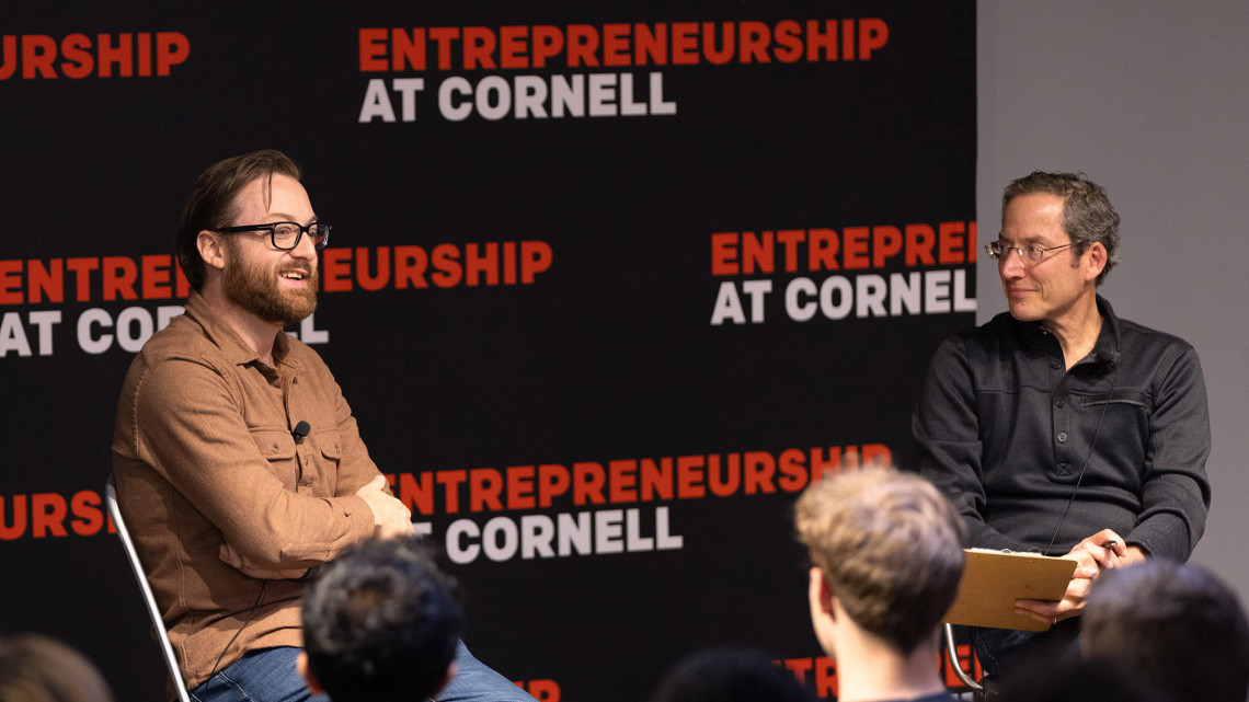 Brian Schimpf in conversation with Zach Shulman at an Entrepreneurship at Cornell event in November 2025