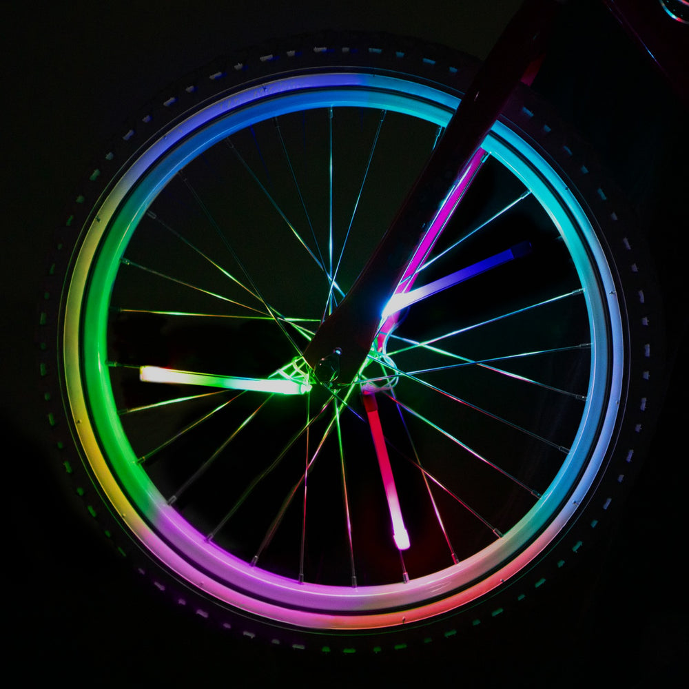 Color-morphing Brightz spoke and wheel lights glowing in the dark