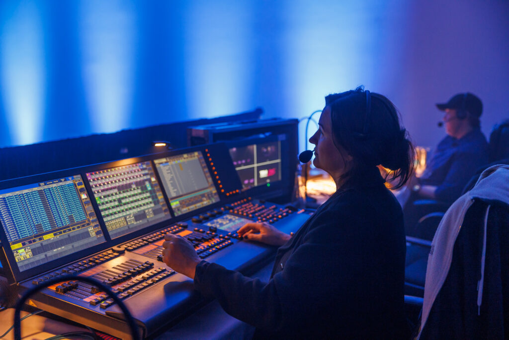 Brite Ideas production personnel operating equipment at TBM Conference 2025
