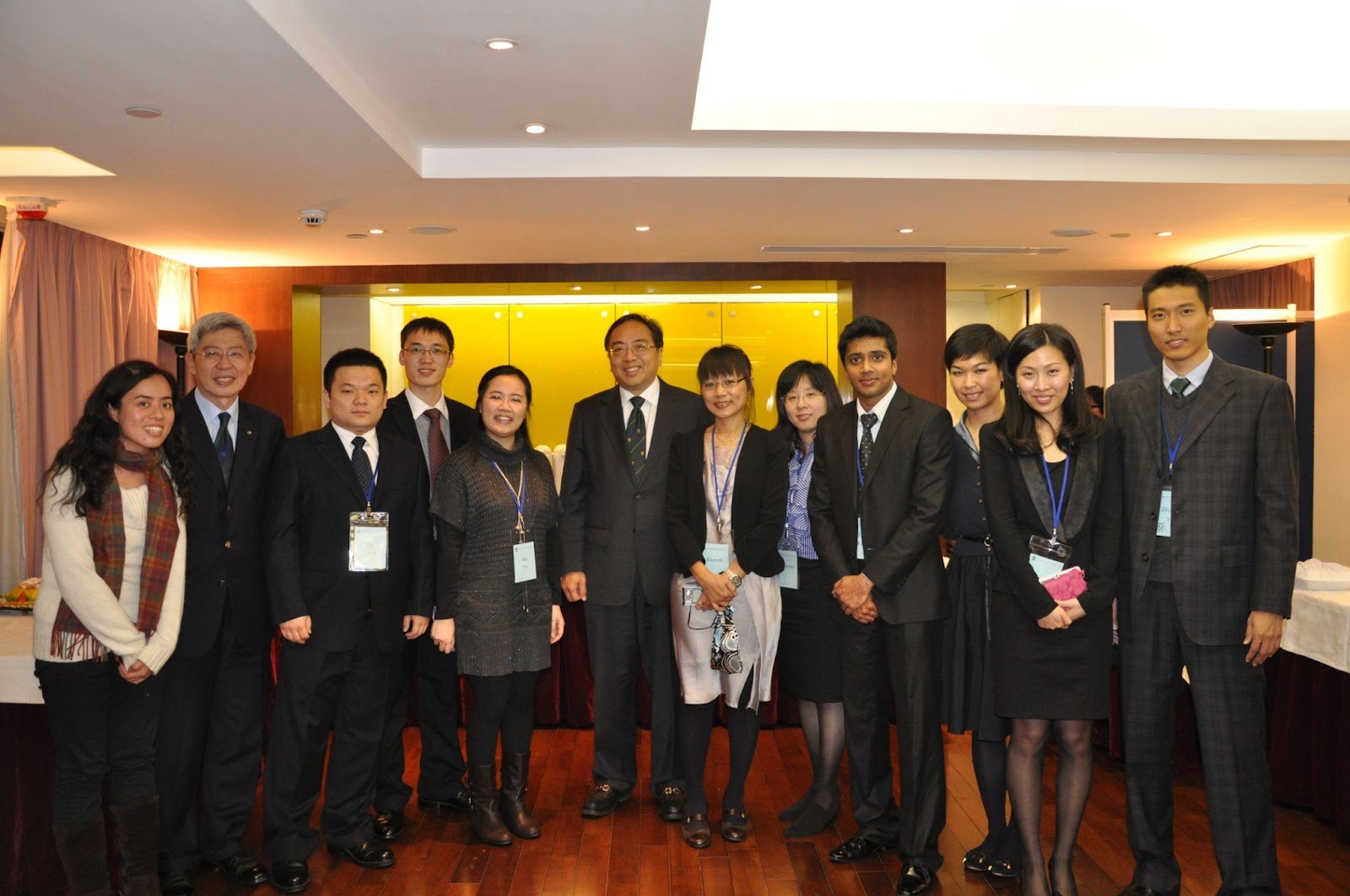 Bruce Wang, fourth from left, with fellow students and academics during his University of Hong Kong years