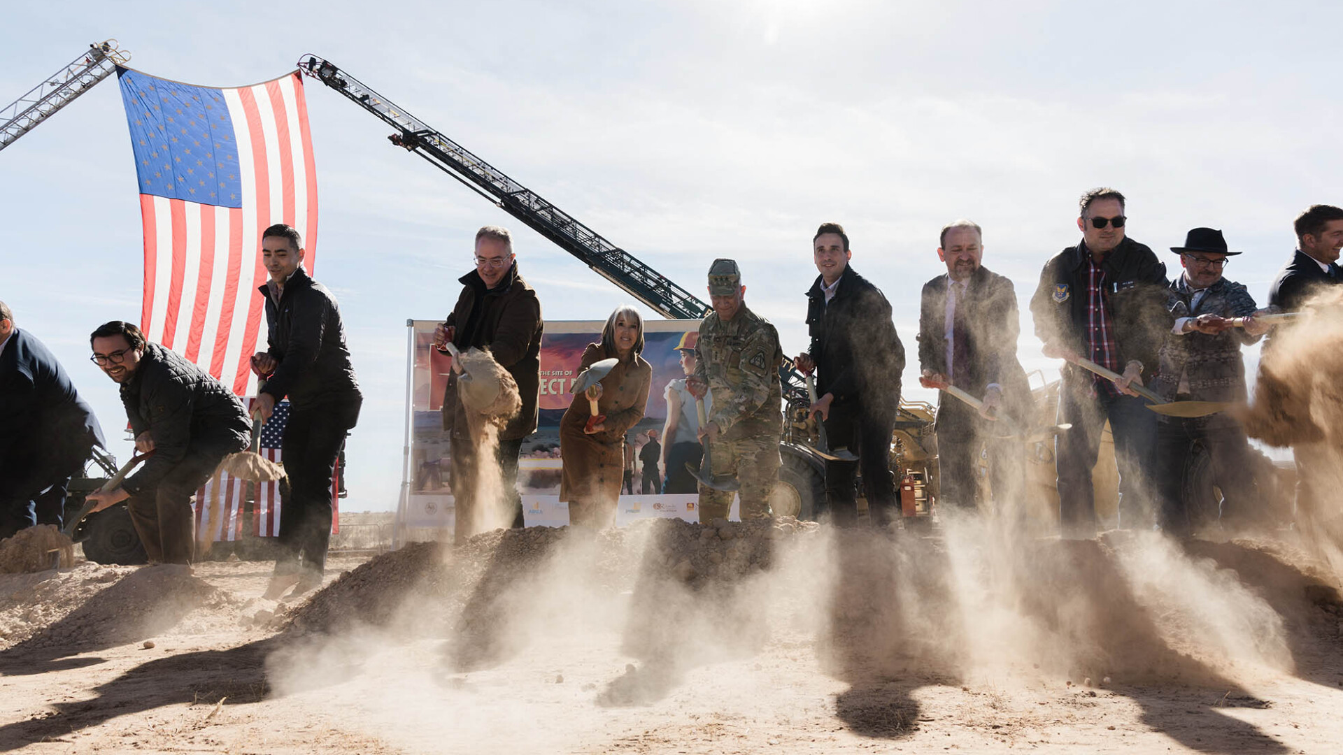 Castelion founders and public officials turning soil at the Project Ranger groundbreaking in New Mexico