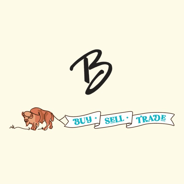 Buffalo Exchange logo - a buffalo pulling a Buy Sell Trade banner