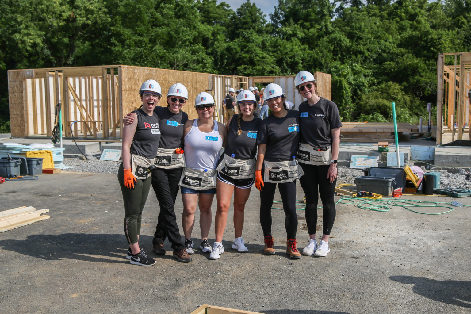 Built staff pictured in hard hats at a construction site in a photograph published on the company careers page