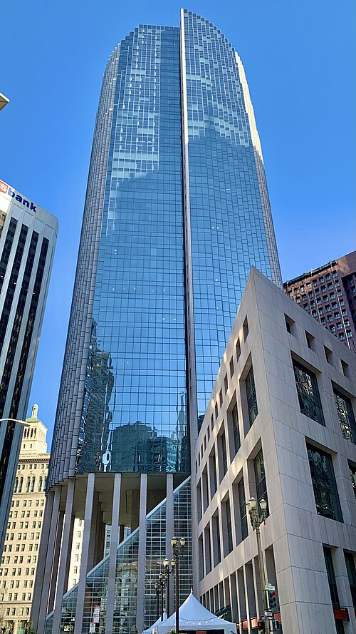 The curved glass tower at 101 California Street in San Francisco, home to Business Wire's headquarters