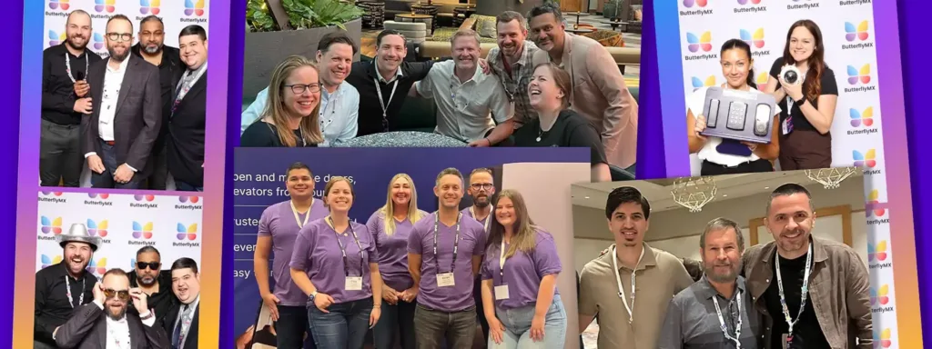 Collage of ButterflyMX team members at work events