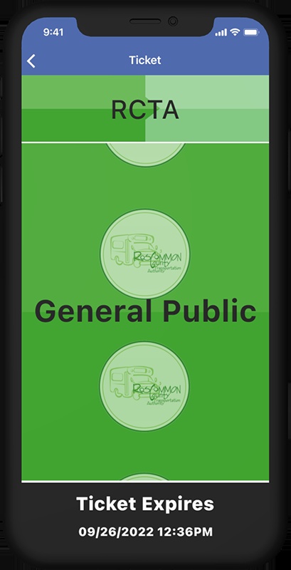 A green digital fare ticket displayed in the Journey by Bytemark app