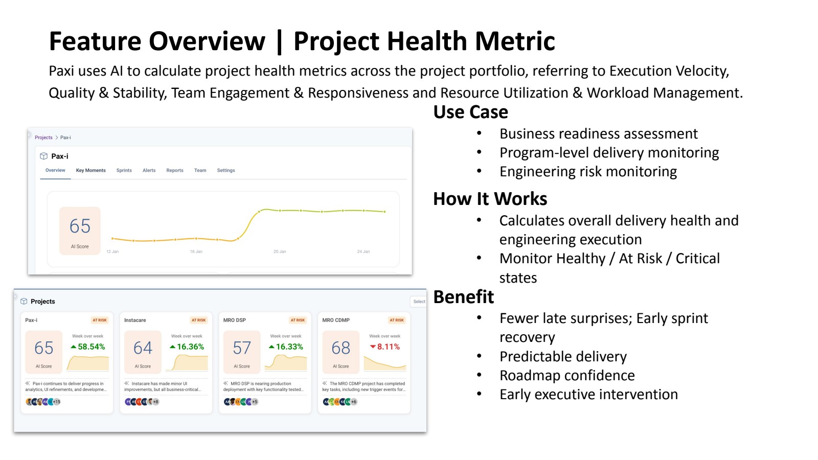 Pax-i project health overview screen