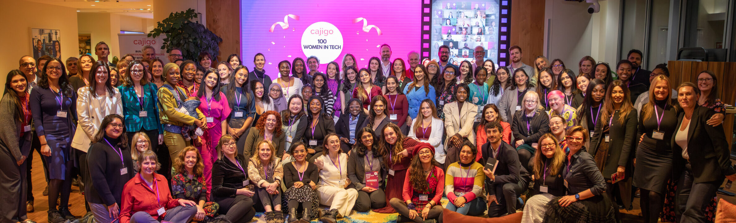 Cajigo community members gathered for a 100 Women in Tech event
