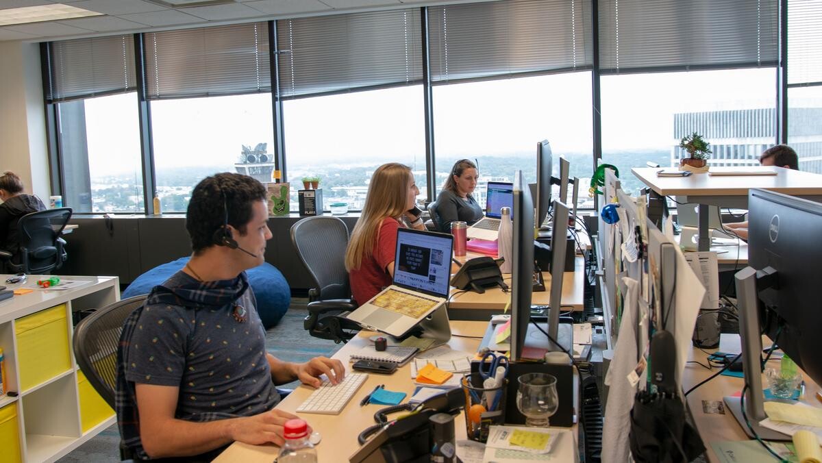 CallRail employees working in the company's bright Atlanta office