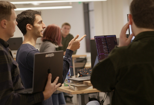 Campfire team members collaborating in an office