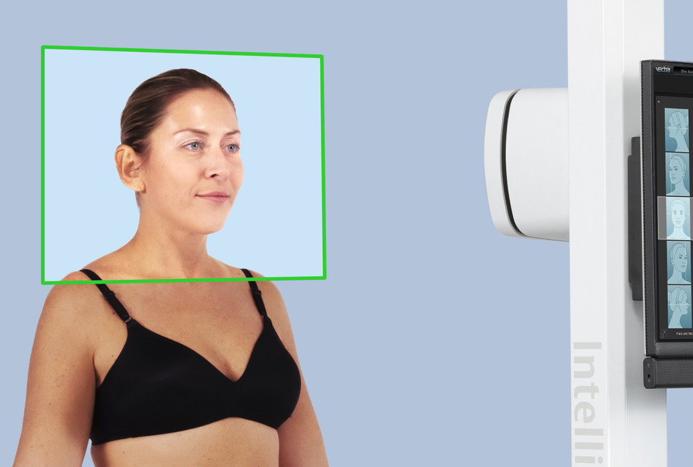 IntelliStudio facial recognition frames a patient during standardized photography