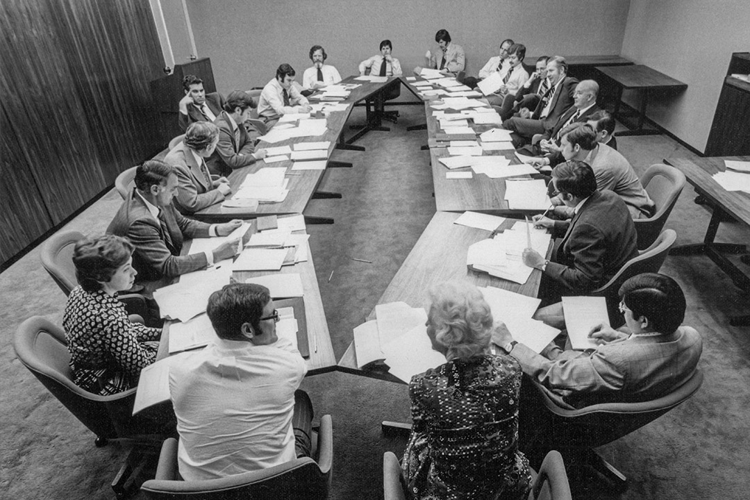 Capital Group investment professionals at a meeting in 1973