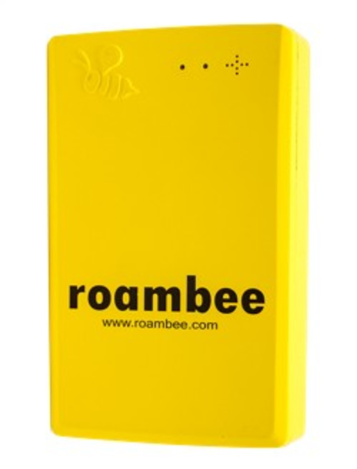 A yellow Roambee Bee asset-tracking device