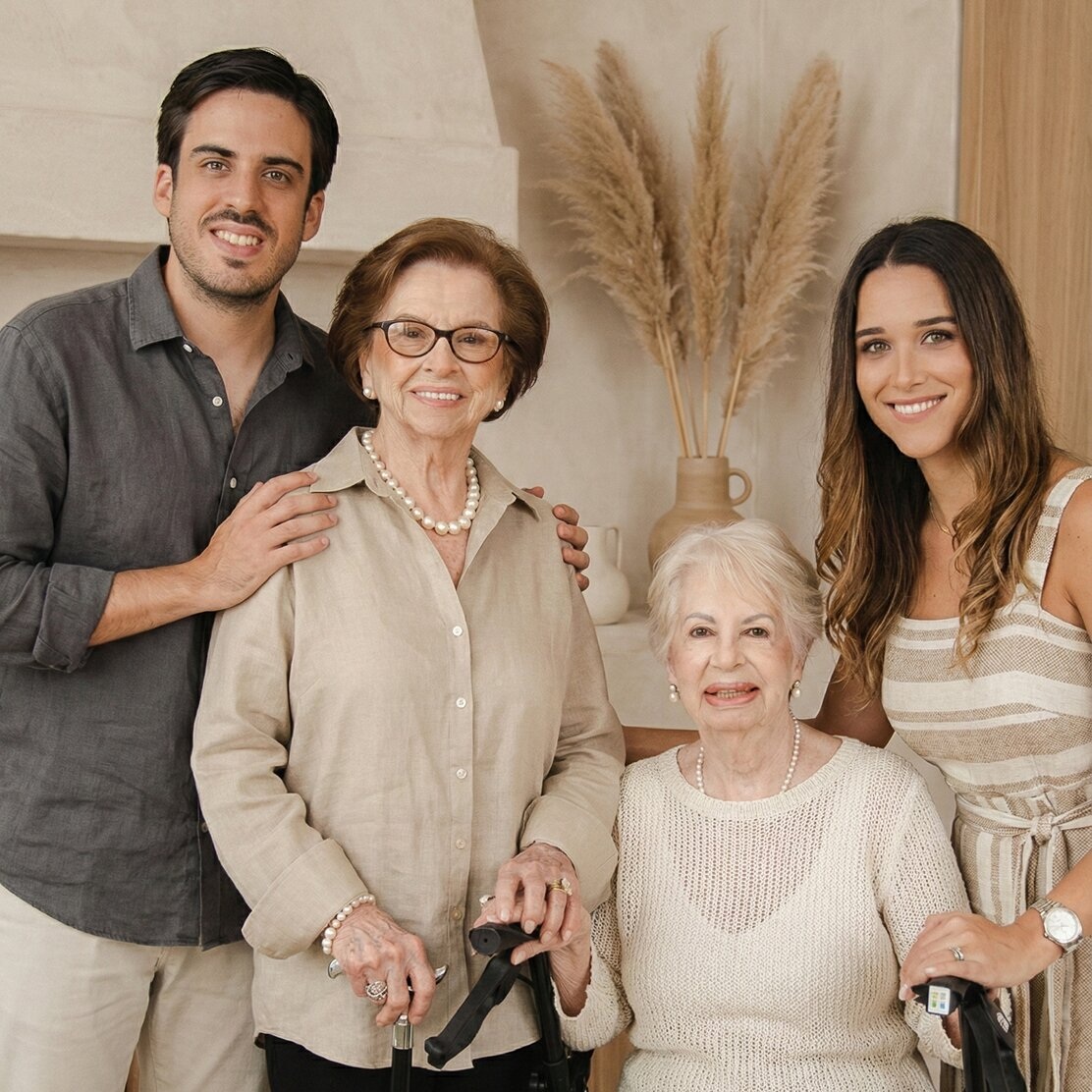 Carewell founders Jonathan and Bianca with their family, including her grandmother