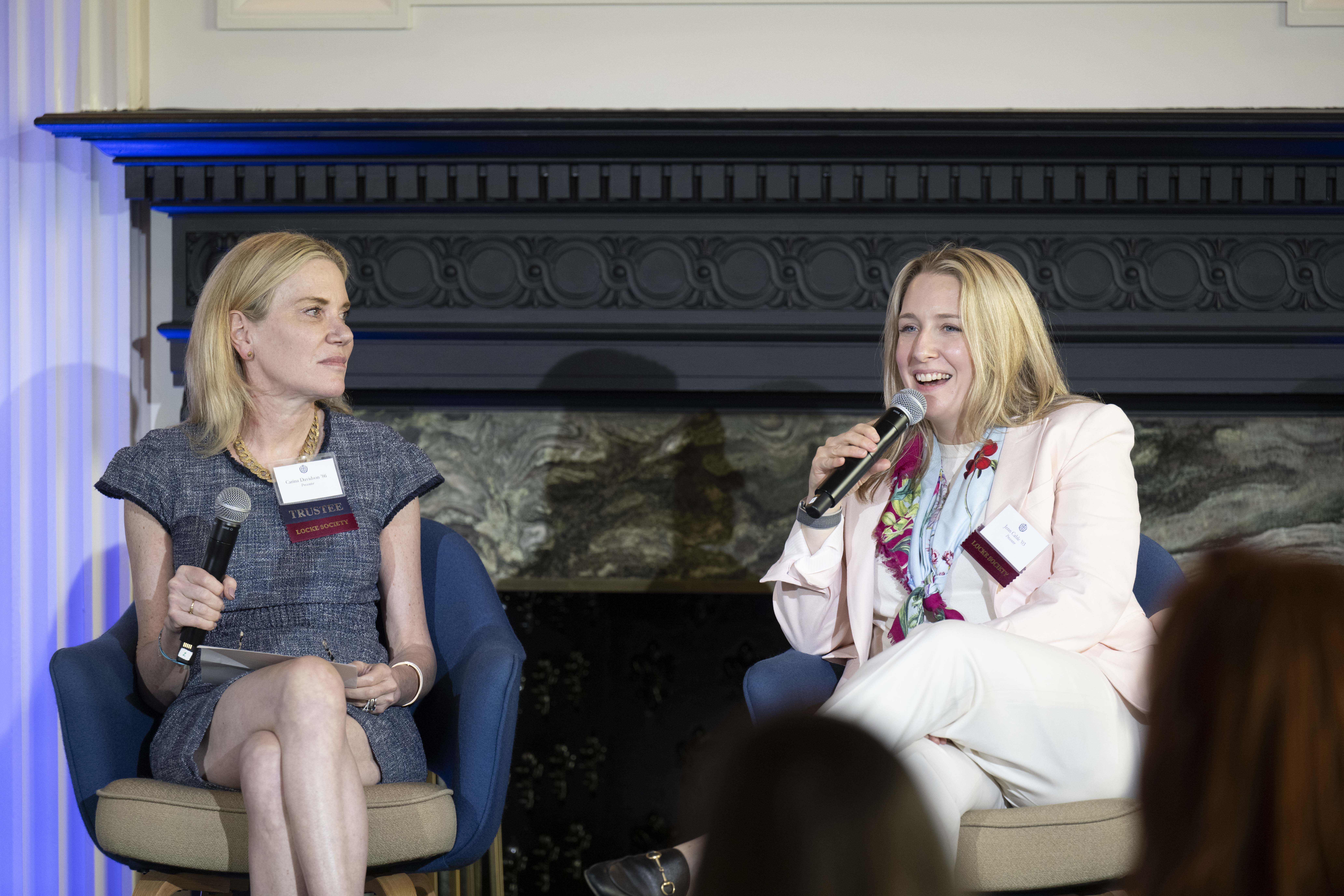 Carina Davidson, left, seated with Jenn Cable at Blair Academy's Locke Society event