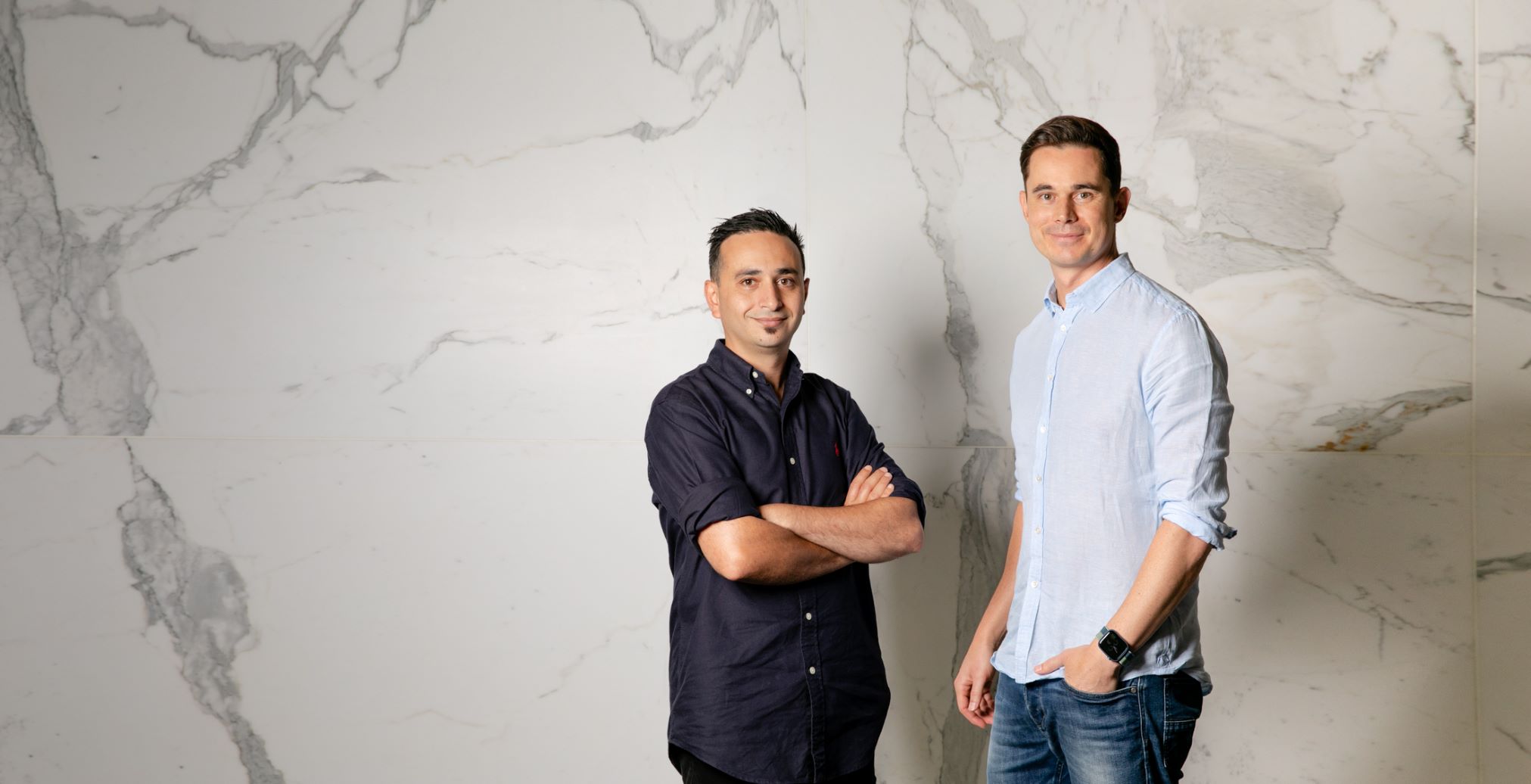 Pathzero co-founders Charbel Ayoub, left, and Carl Prins, right, standing together.