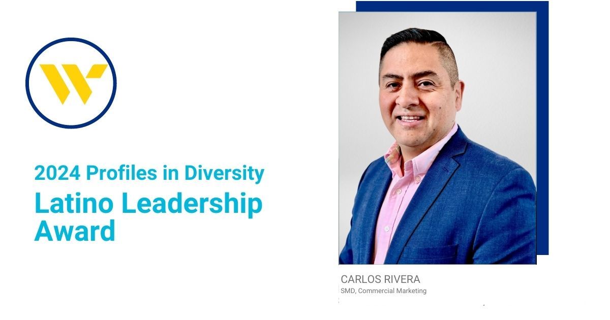 Webster Bank graphic recognizing Carlos Rivera with a 2024 Profiles in Diversity Latino Leadership Award