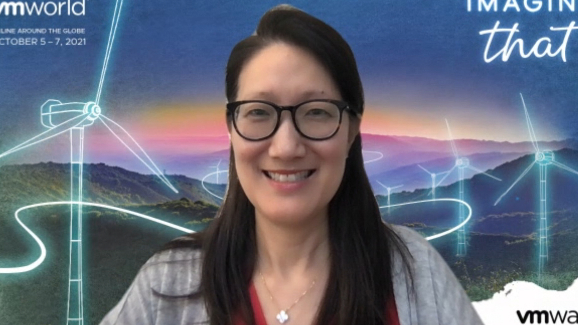 Carol Carpenter speaking during a virtual VMworld interview in 2021