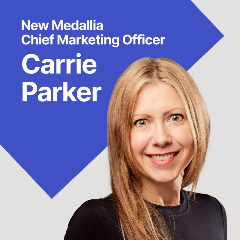 Medallia announcement graphic introducing Carrie Parker as Chief Marketing Officer