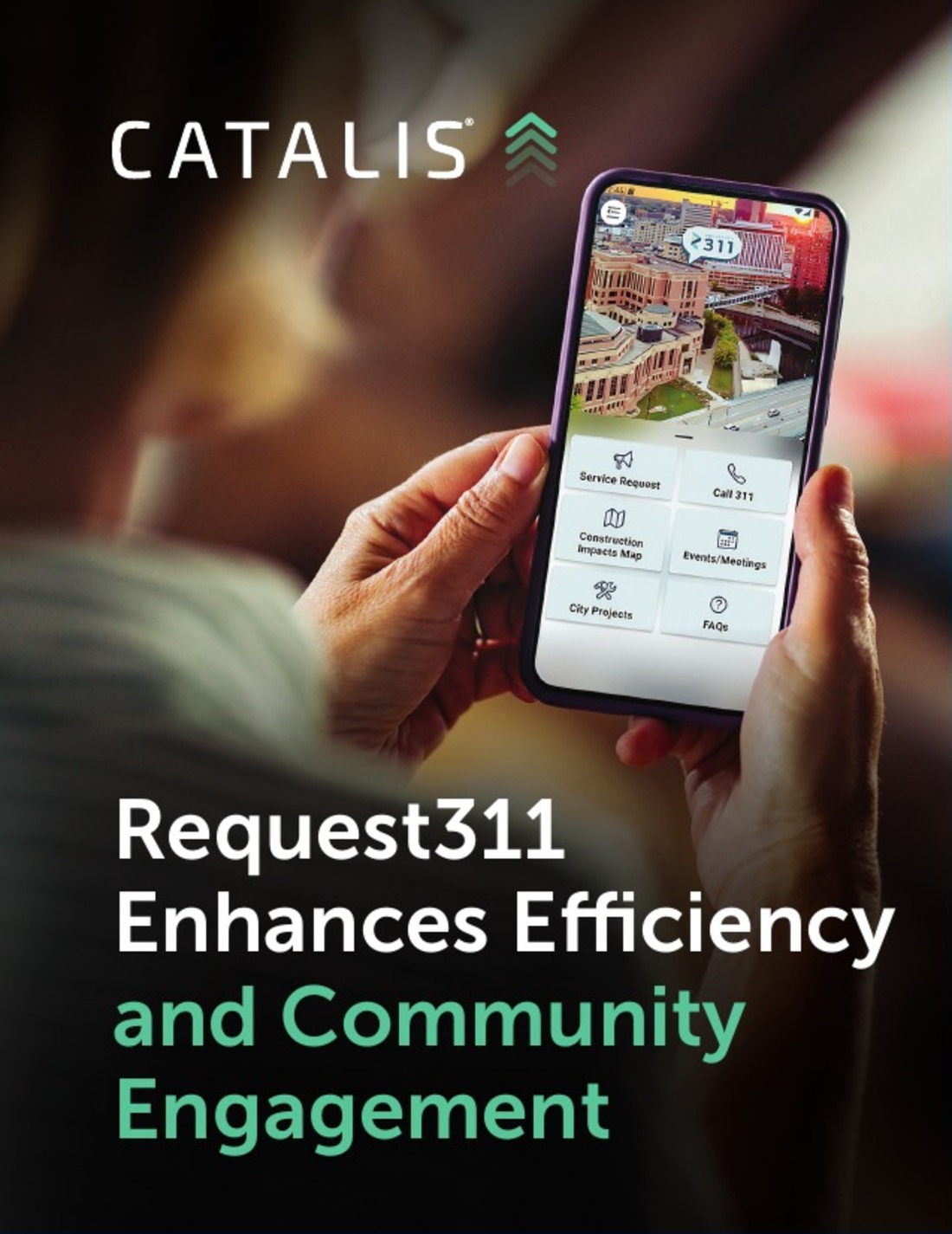 A resident uses the Rochester Request311 service on a smartphone