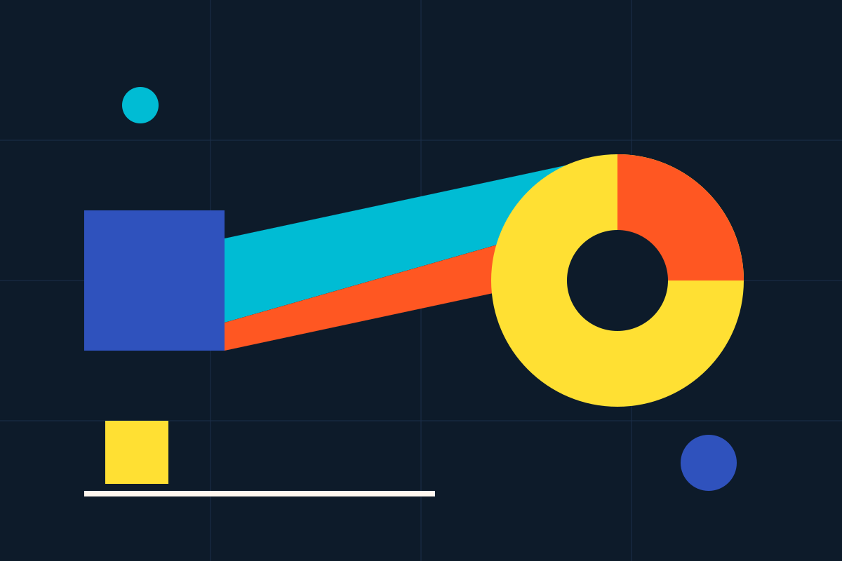 Swiss-style graphic showing a raw block transformed through a colored beam into a scaled circle