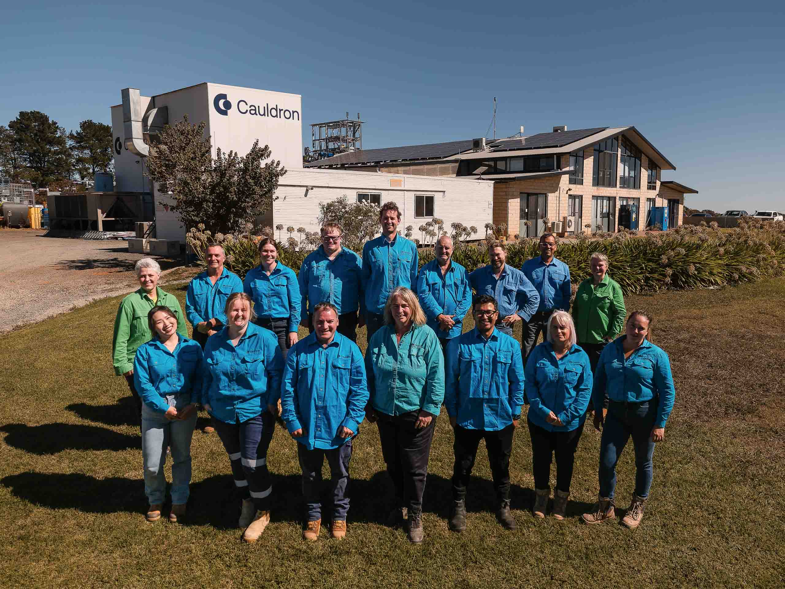 Cauldron staff gathered at the company's industrial facility