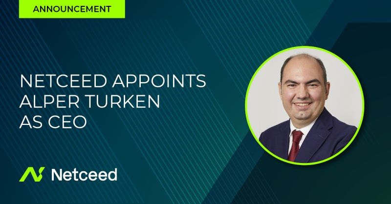 Netceed announcement naming Alper Turken as CEO, with a portrait of Turken