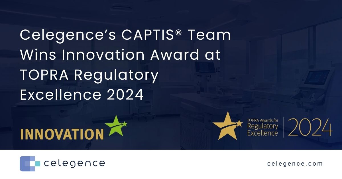 Graphic announcing the CAPTIS team winning the TOPRA 2024 Innovation Award