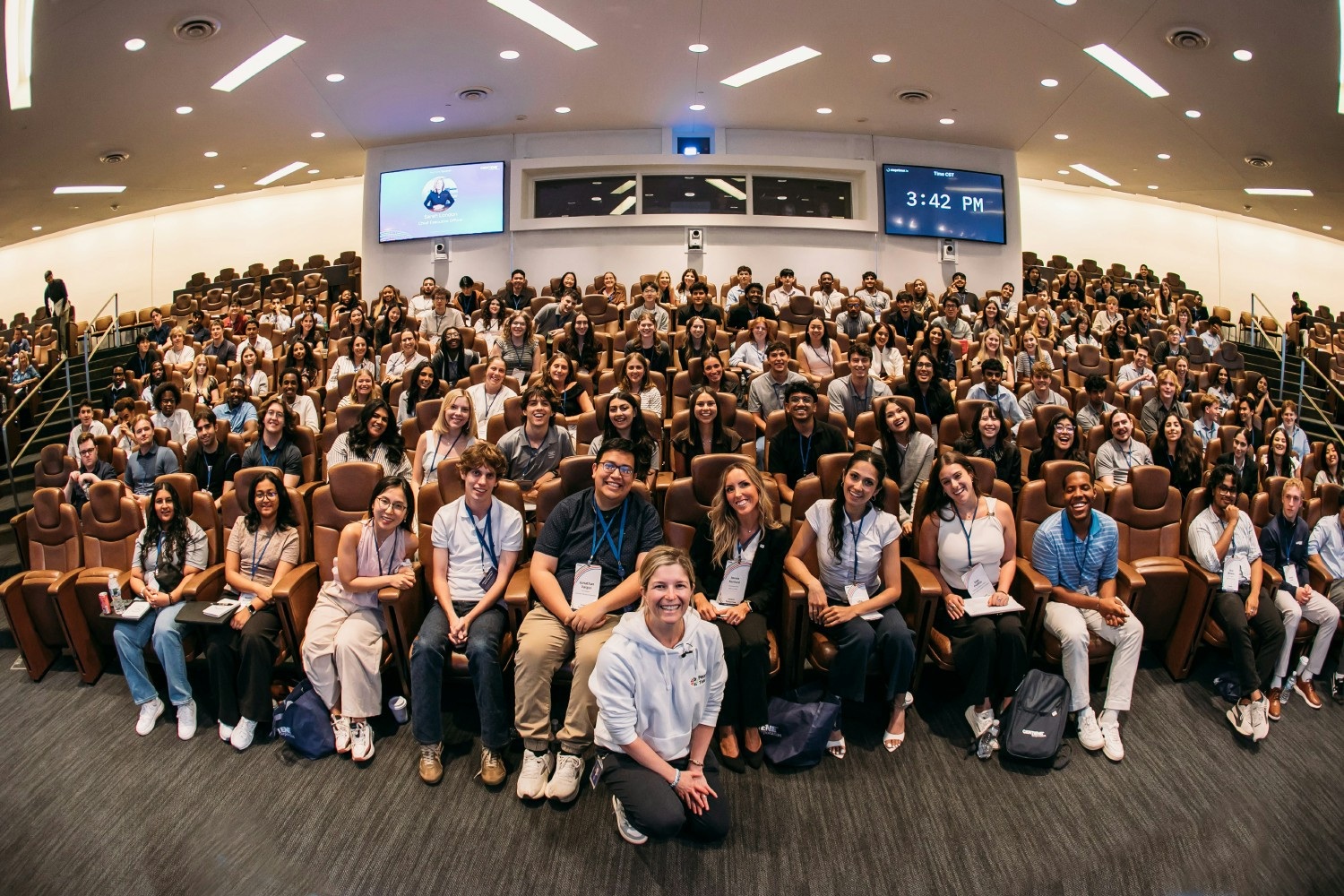 Sarah London and Centene’s 2026 intern cohort gathered in an auditorium