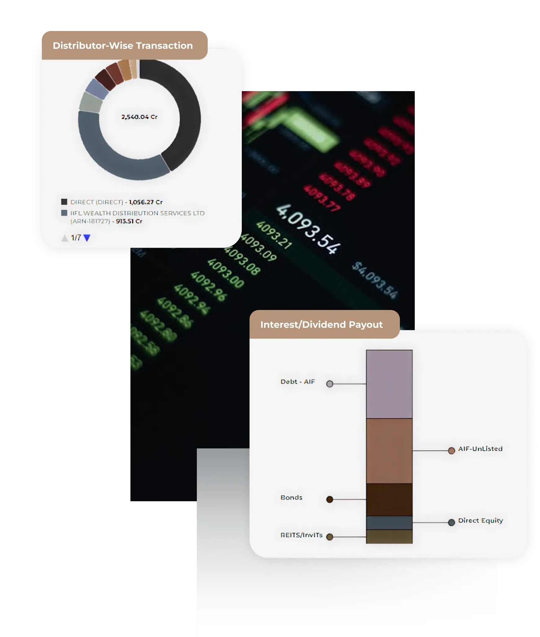 Centricity promotional illustration showing transaction breakdowns and interest or dividend reporting