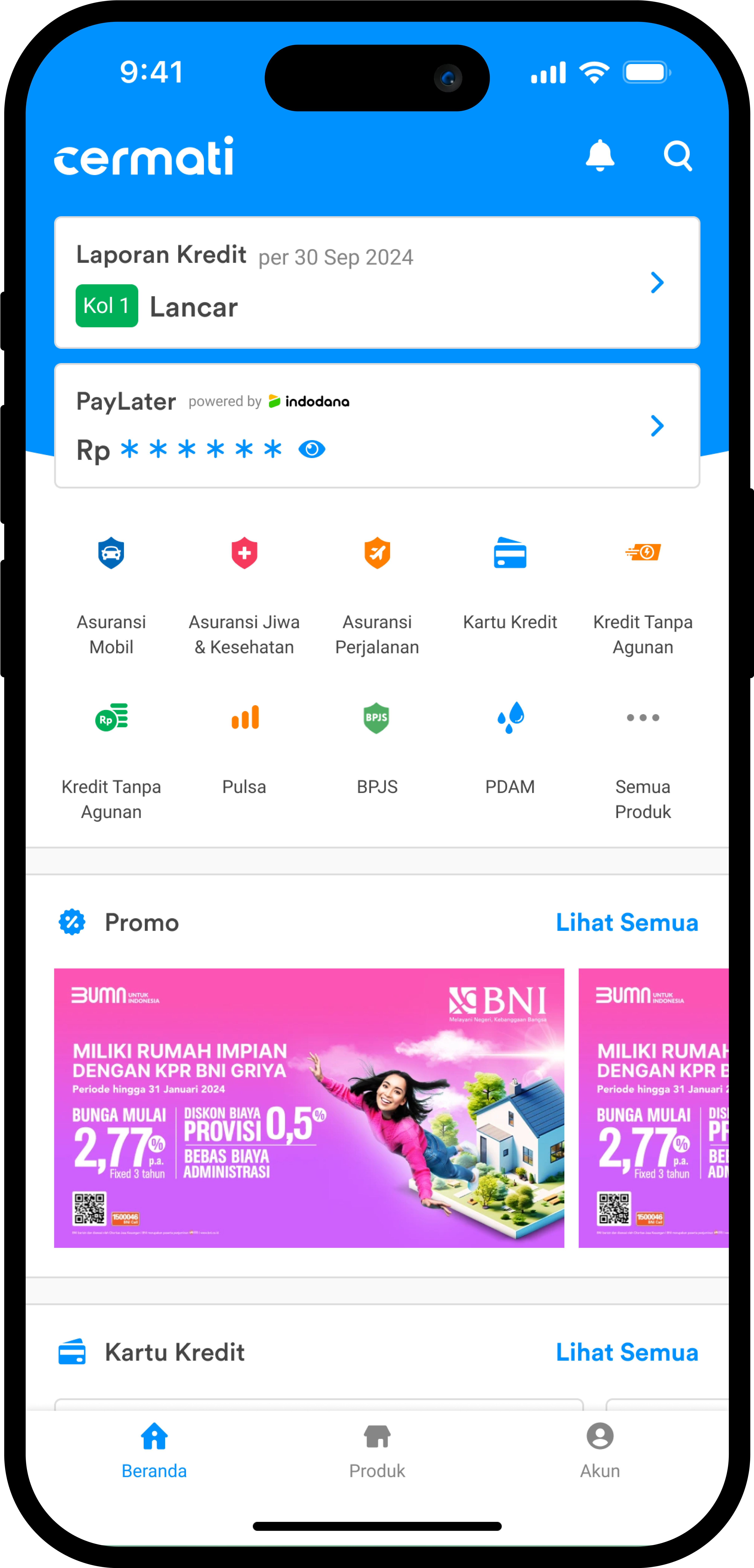 Official Cermati mobile app interface