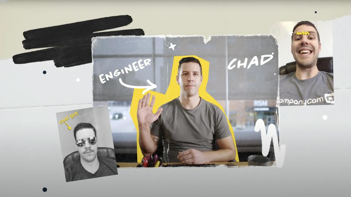 A CompanyCam collage featuring Chad Wilken at work during the company's early years