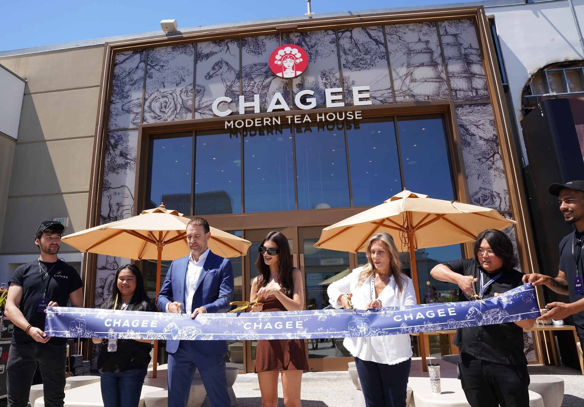 CHAGEE team and guests at the Century City ribbon-cutting on May 9, 2025