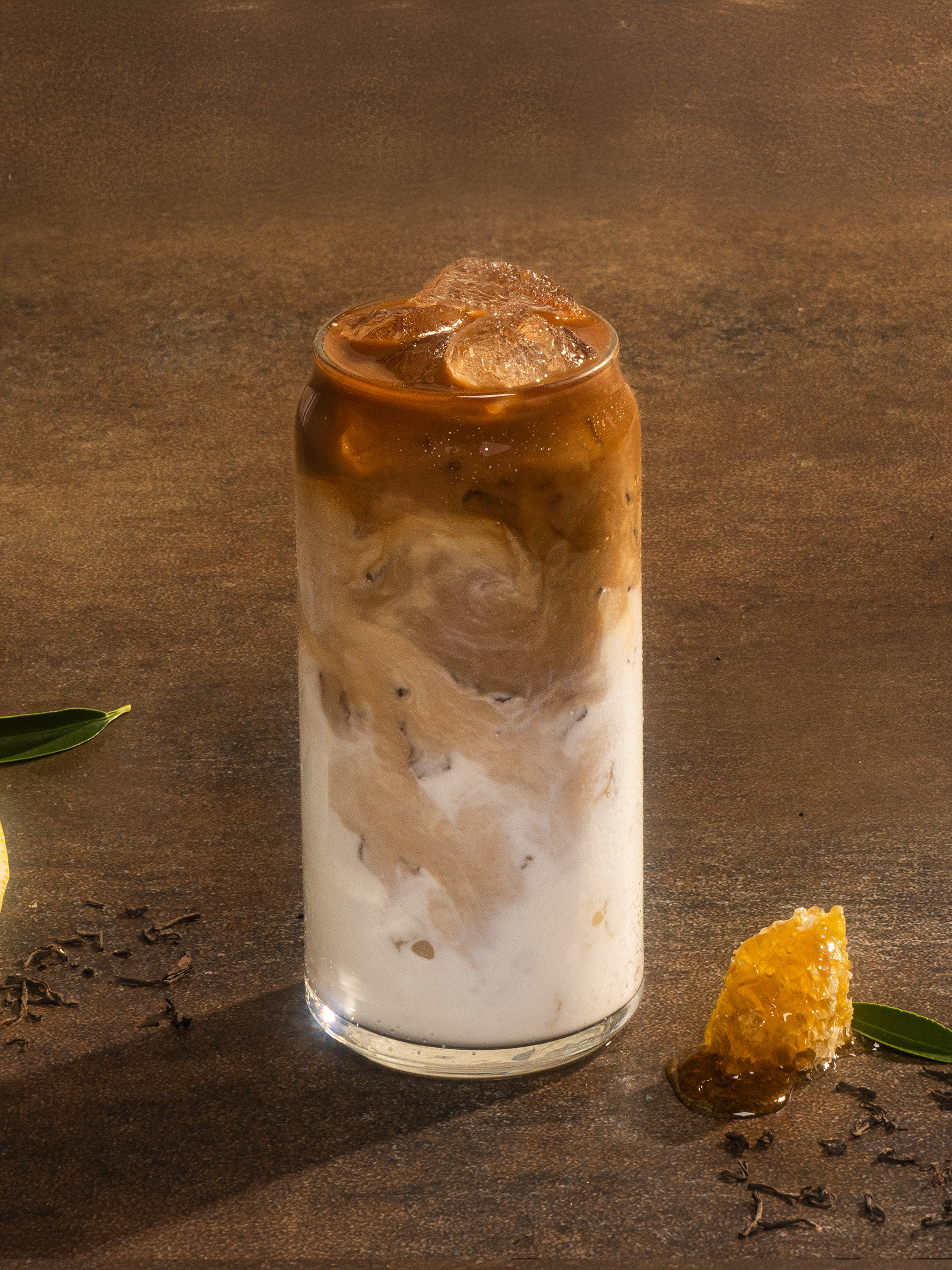 CHAGEE iced tea latte with layers of tea and milk