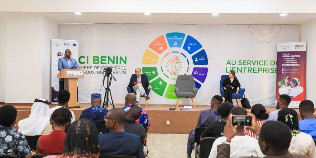 Participants pictured in coverage of the E-Tchité project closing event