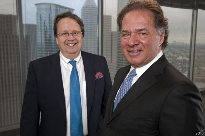 Tellurian co-founders Martin Houston, left, and Charif Souki, right, in an office in 2016.