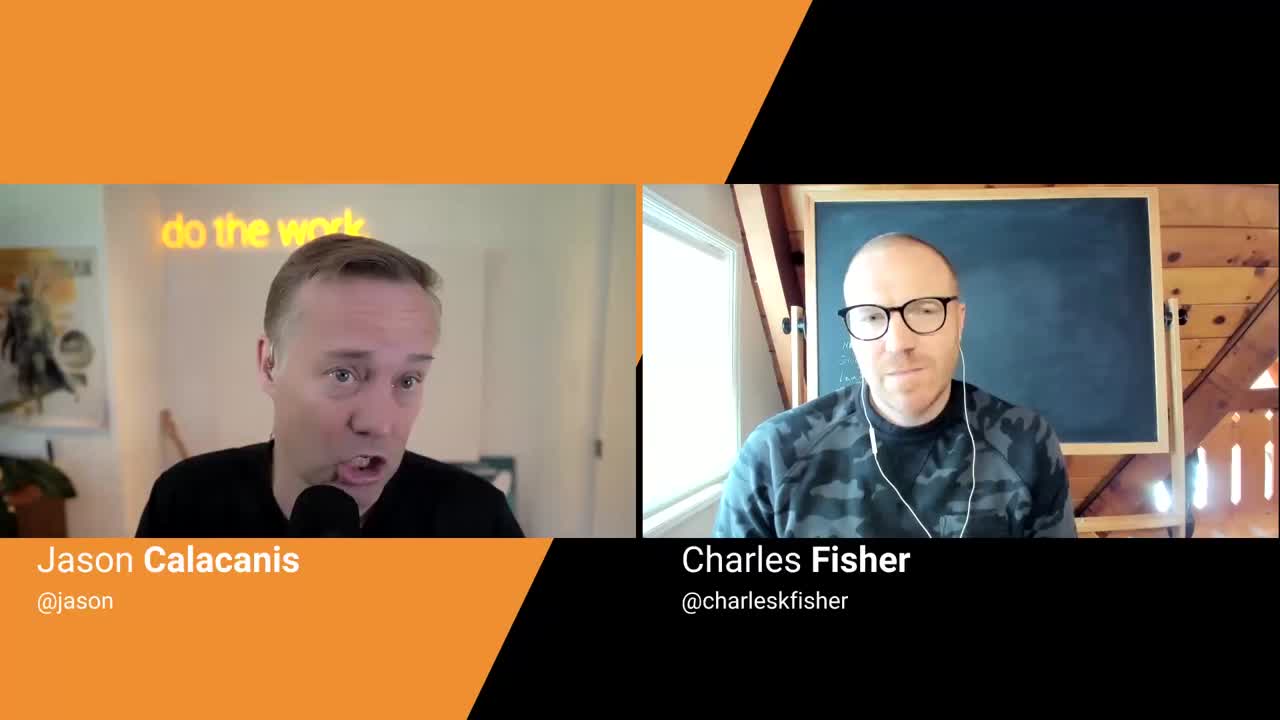 Jason Calacanis interviewing Charles Fisher in a split-screen video