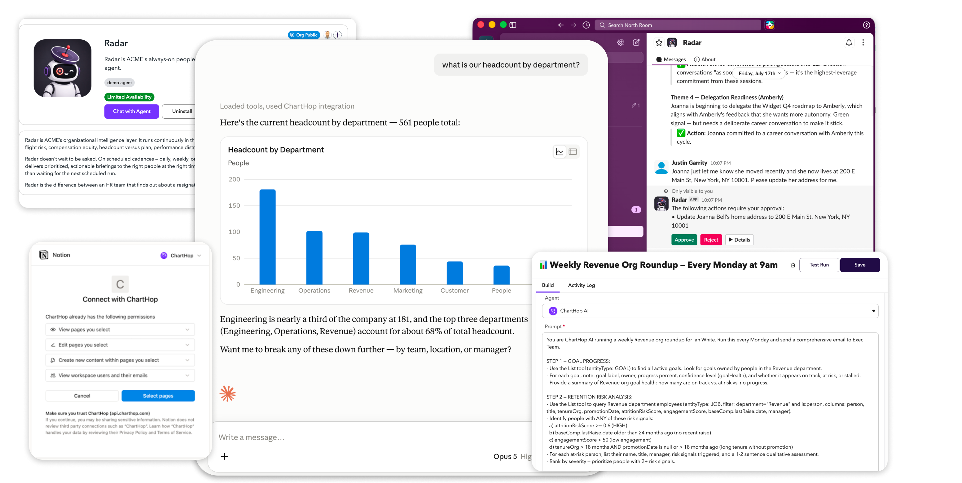 ChartHop AI Pro product interface shown in a company marketing screenshot