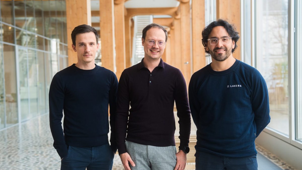 Lakera founders David Haber, Matthias Kraft and Mateo Rojas-Carulla together
