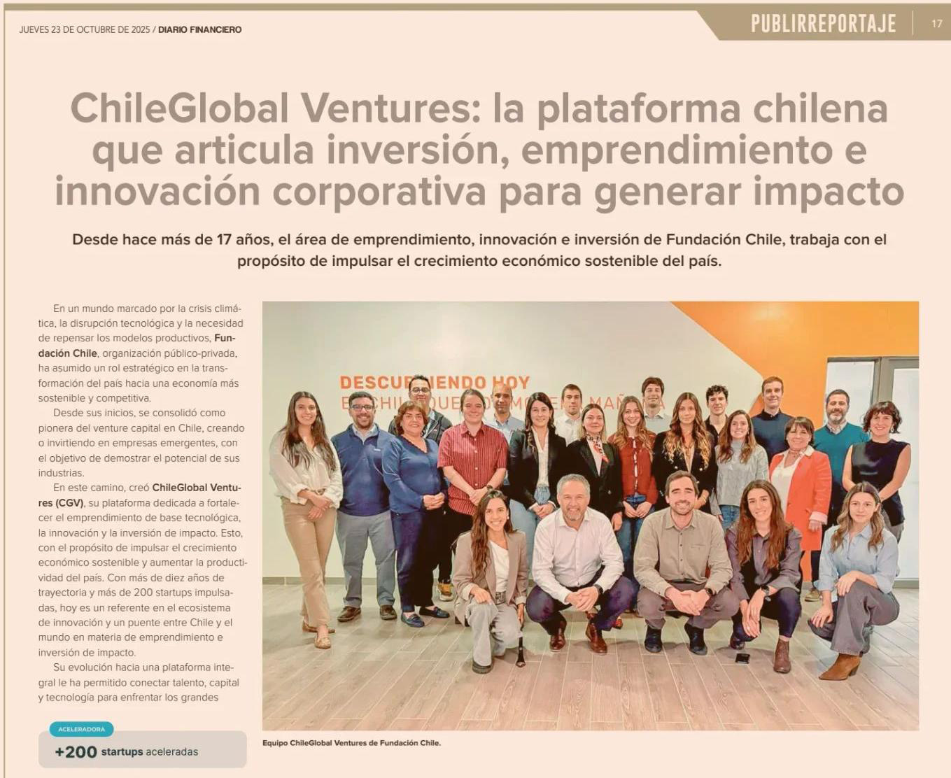 ChileGlobal Ventures team members and partners at an industry event