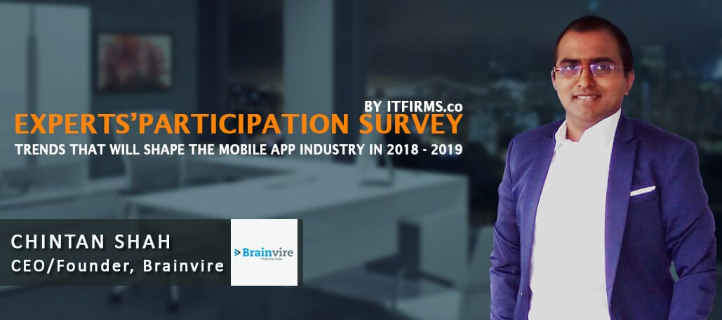 Chintan Shah pictured in a 2018 interview feature about mobile app development