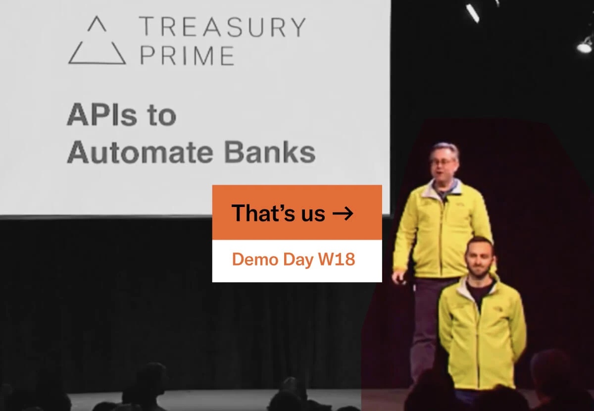 Archival composite showing Chris Dean and Jim Brusstar at Y Combinator Winter 2018 Demo Day