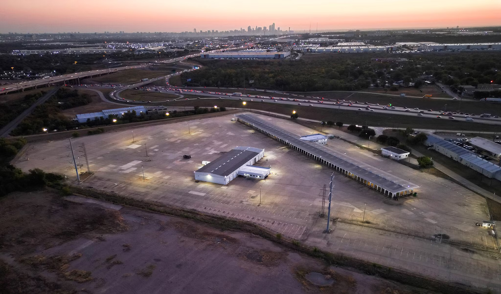 Aerial view of an Outpost truck terminal property in Dallas