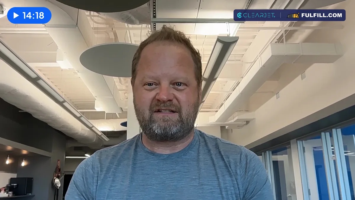 Chris Guggenheim explaining ClearJet's consolidated parcel pickup during a video interview