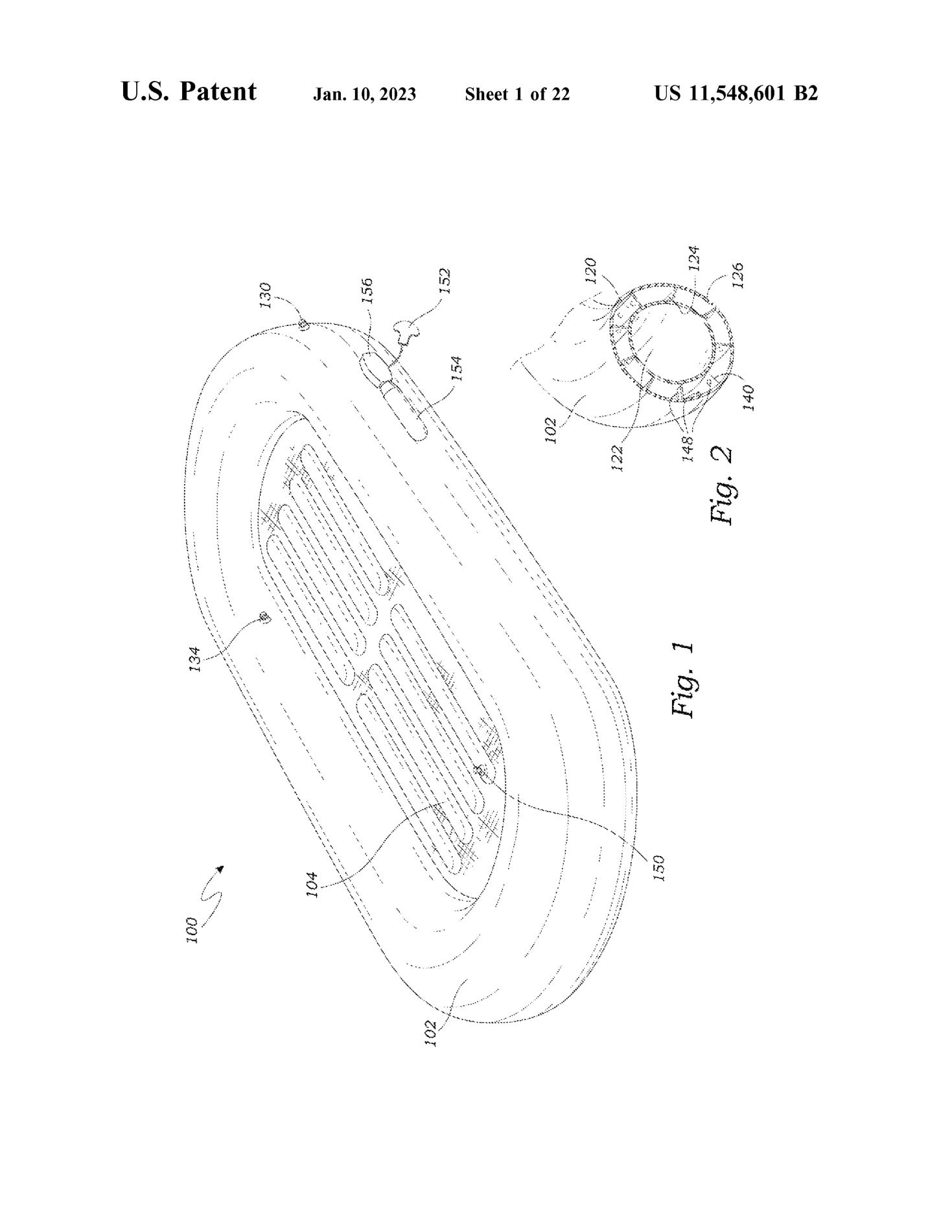 Patent drawings showing the multi-chamber inflatable device designed by Chris Hugh