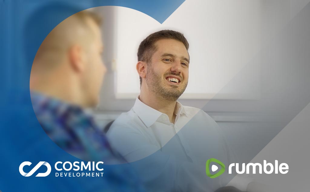 Chris Pavlovski, right, in conversation with Ryan Milnes at Cosmic Development